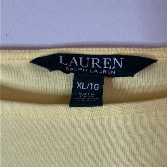 Lauren Ralph Lauren Yellow Short Sleeve Stretch Tee Top Tall Cotton Blend - XL - Picture 4 of 8